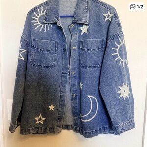 Denim Jacket with Celestial Design